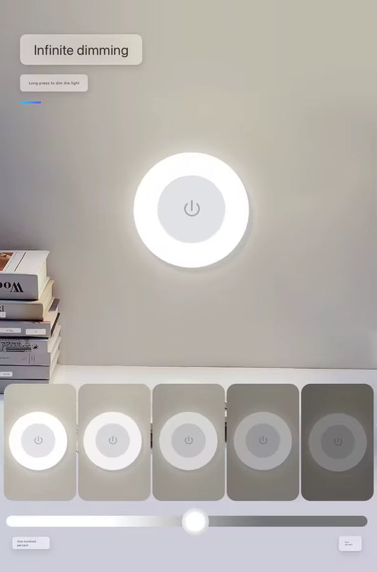 Energy Saving Led Touch Sensor Night Lights USB Rechargeable Magnetic Wall Light Room Aisle Bedroom round Portable Night Lamp
