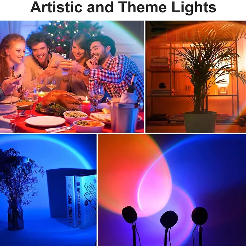 Sunset Horizon Projection Lamp — Rainbow Golden Hour Ambient Light