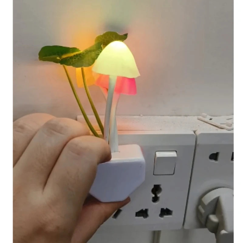 Automatic Sensor Colorful Mushroom Night Light — Plug‑In LED Lamp