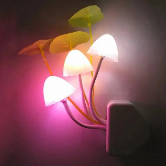 Automatic Sensor Colorful Mushroom Night Light — Plug‑In LED Lamp