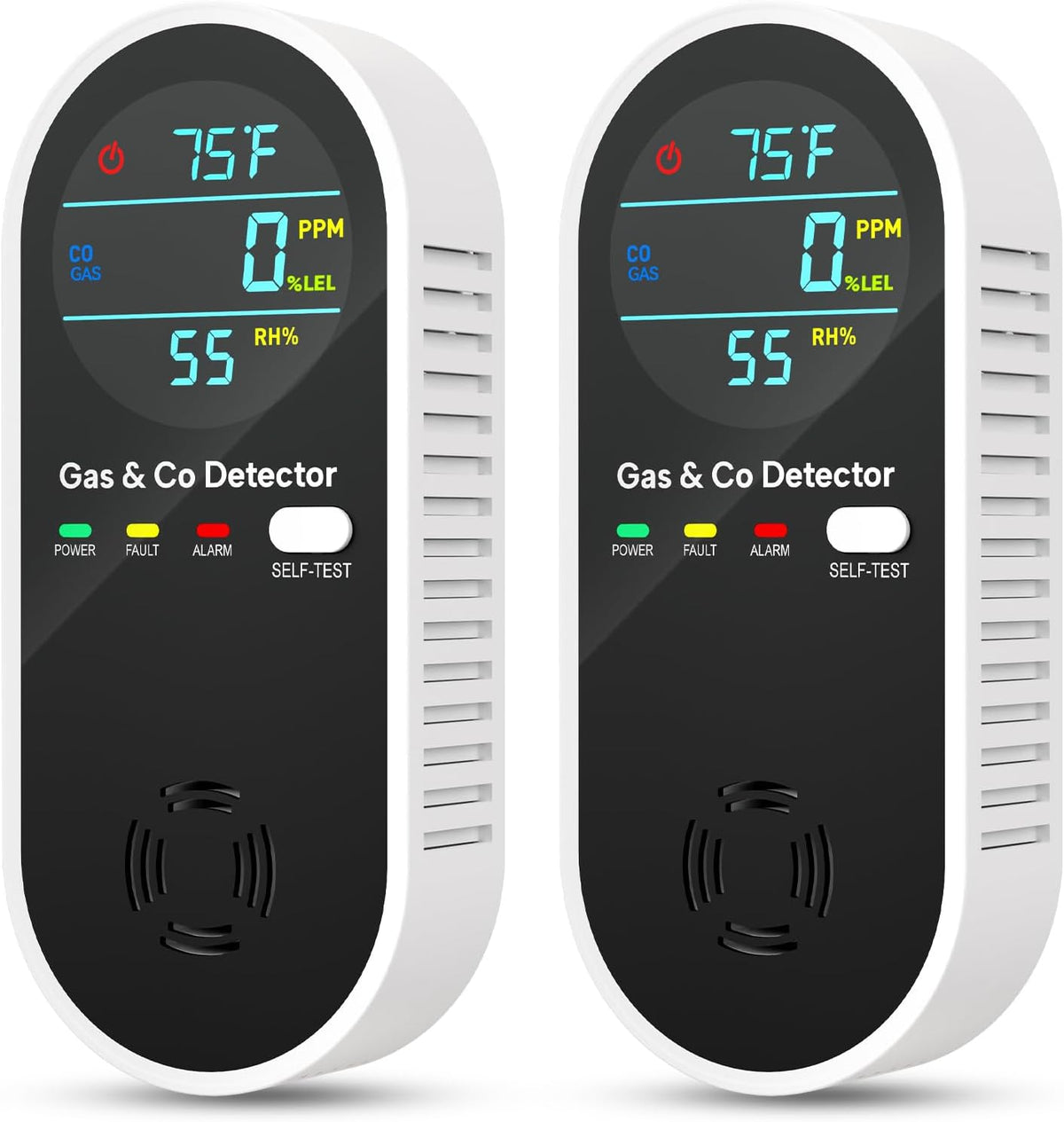 4 in 1 Upgraded Natural Gas Leak Detector and Carbon Monoxide Detectors, Dual Sensor Gas Leak Detector & Carbon Monoxide Detectors Plug in (Temperature & Humidity) for Home, RV (Black)