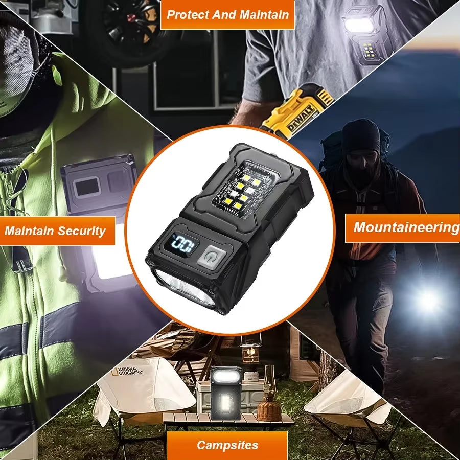 MINI USB Rechargeable LED Flashlight Portable Tail Magnet Flashlight Super Bright Camping Lantern Side COB Emergency Light