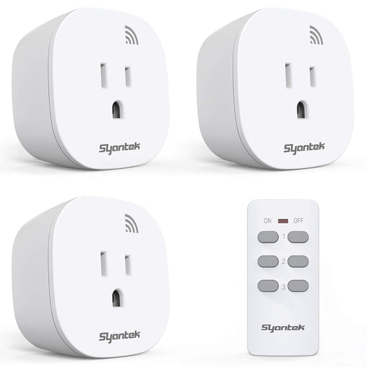 Remote Control Outlet Wireless Light Switch for Household Appliances, Expandable Remote Light Switch Kit, up to 100 Ft Range, FCC Certified, ETL Listed, White (3 Outlets + 1 Remotes)