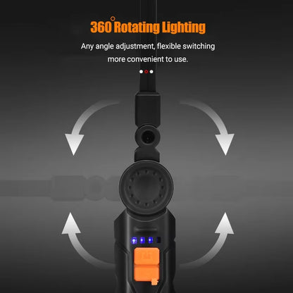 Portable COB LED Flashlight USB Rechargeable Work Light Magnetic Lanterna Hanging Lamp with Built-In Battery Camping Torch