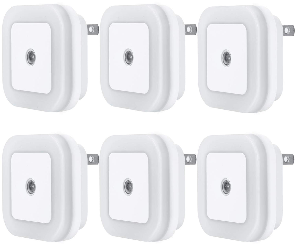 LED Night Light Lamp with Smart Sensor Dusk to Dawn Sensor, Daylight White, 0.5W Plug-In, 6-Pack