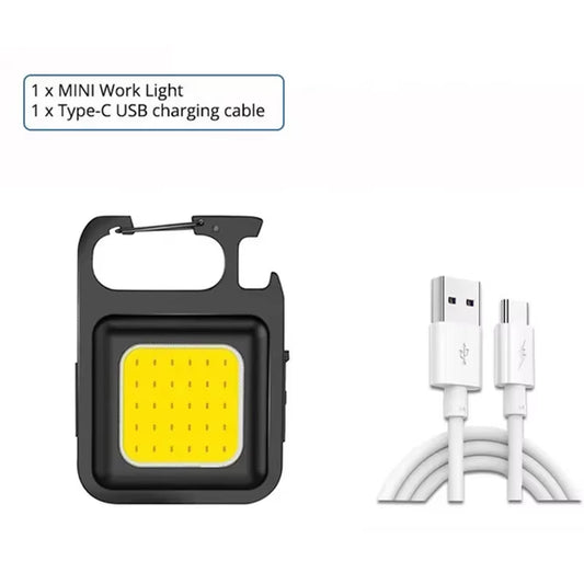 Super Bright Keychain Flashlight Mini COB Portable Work Light USB Rechargeable Outdoor Camping Fishing Pocket Lamps with Magnet