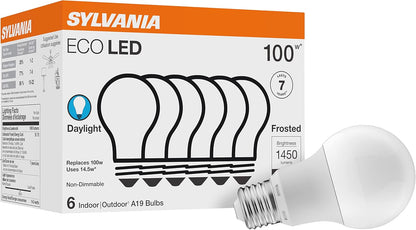 Sylvania ECO LED A19 Light Bulb, 60W Equivalent, Efficient 9W, 7 Year, 750 Lumens, Non-Dimmable, Frosted, 5000K, Daylight - 8 Pack (40883)
