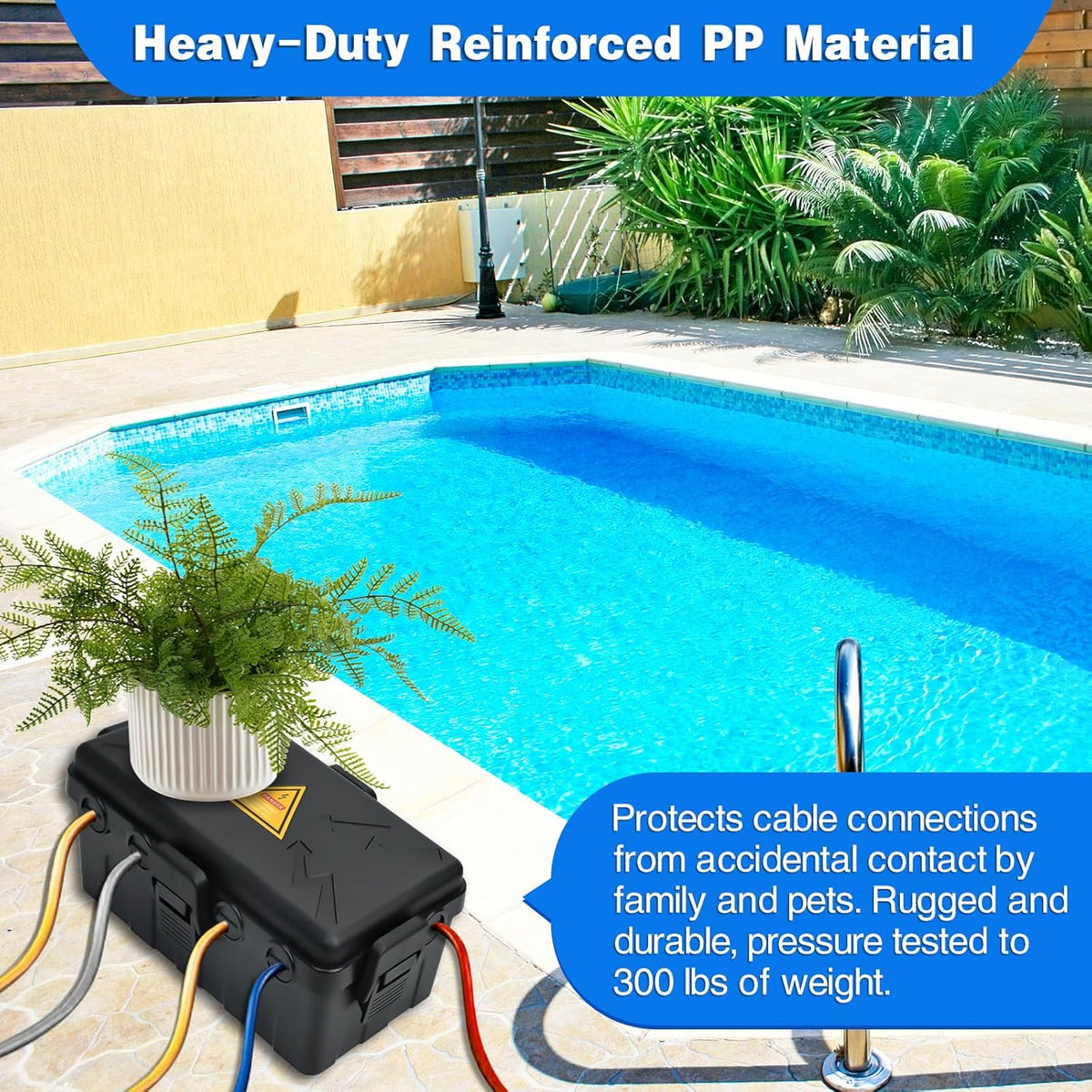 Medium Outdoor Electrical Box(10.6X5.5X4.5Inch),Weatherproof Connection Box W/6 Cable Entry,Ip54 Waterproof Extension Cord Cover Protect Power Strip,Timer,Plug,Holiday Lights,Black