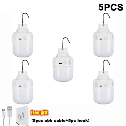 1-10Pcs Outdoor USB Rechargeable LED Lamp Bulbs High Brightness Emergency Light Hook up Camping Portable Lantern Night Lights ﻿
