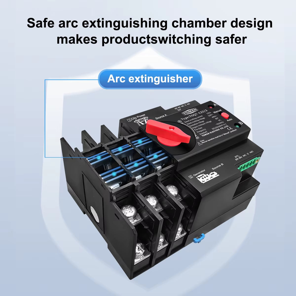 Din Rail 2P 3P 4P ATS Dual Power Automatic Transfer Switch Electrical Selector Uninterrupted Power AC230V 63A 100A 125A
