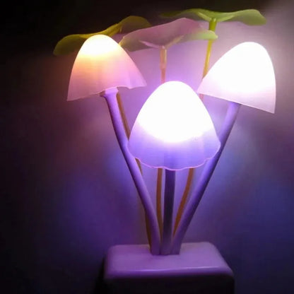 Automatic Sensor Colorful Mushroom Night Light — Plug‑In LED Lamp
