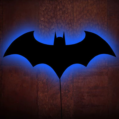 Creative Wooden Bat Wall Lamp — LED Ambient Art, Remote Control