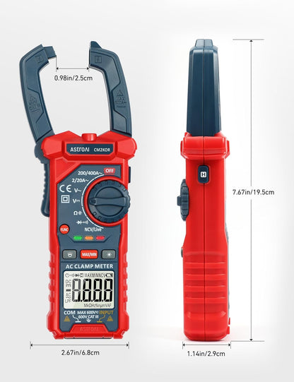 Digital Clamp Meter Multimeter 2000 Counts Amp Voltage Tester Auto-Ranging with AC/DC Voltage, AC Current, Resistance, Capacitance, Continuity, Live Wire Test, NCV, Blue