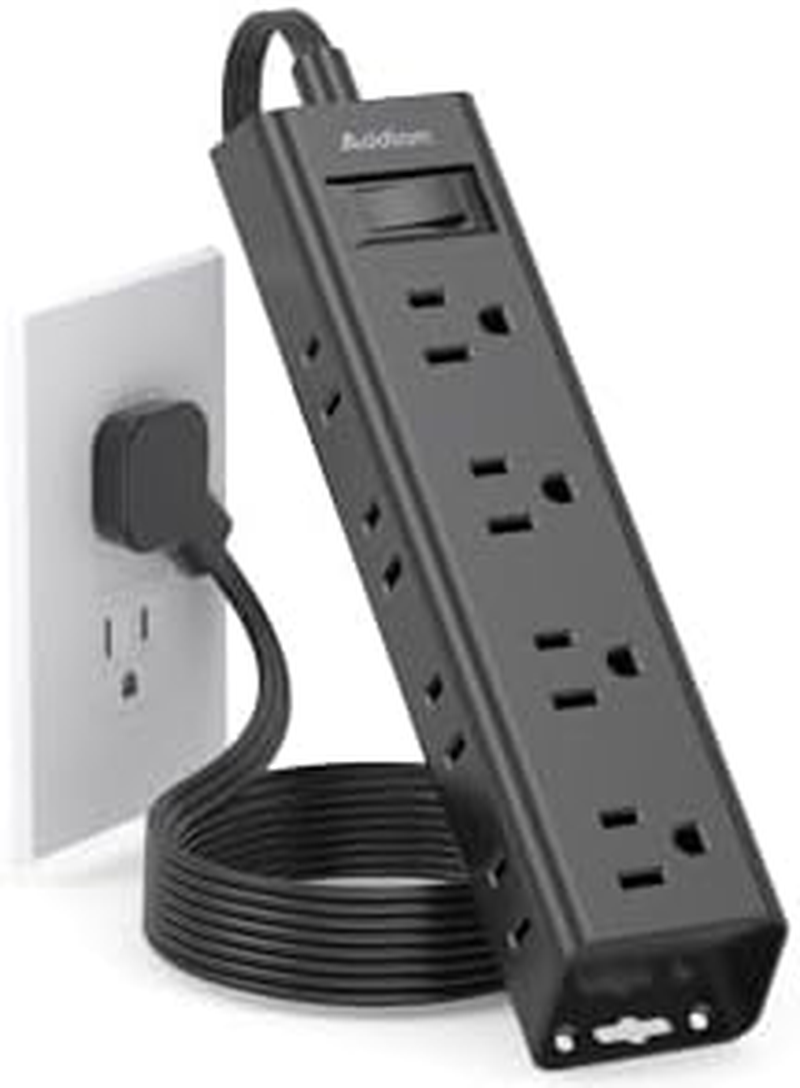 15FT Extension Cord - Surge Protector Power Strip,  12 Widely Multiple Outlets 3 Sides Outlet Extender, 900J, Wall Mount, Extra Long Flat Power Strip for Home Office College Dorm Room Essentials