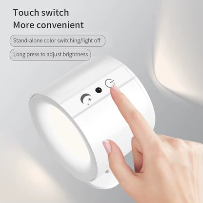Touch‑Control Double‑Head LED Wall Sconce — 360° Rotating, Wireless, Multi‑Color