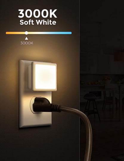 Night Light,Night Lights Plug into Wall, [6-Pack] Plug in Night Light, Dusk-To-Dawn Sensor, 3000K Soft White 0.3W Bright Nightlight Auto-On/Off for Adults Kids Bedroom Bathroom Hallway