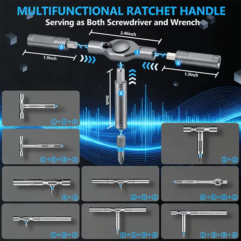 24 in 1 Magnetic Screwdriver Set Magnetic Compact and Portable Ratchet Screwdriver with Reversible High Torque Drive Handle