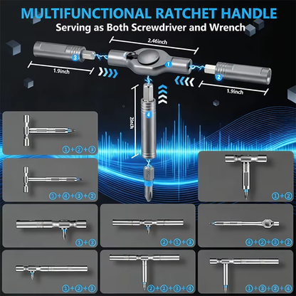 24 in 1 Magnetic Screwdriver Set Magnetic Compact and Portable Ratchet Screwdriver with Reversible High Torque Drive Handle