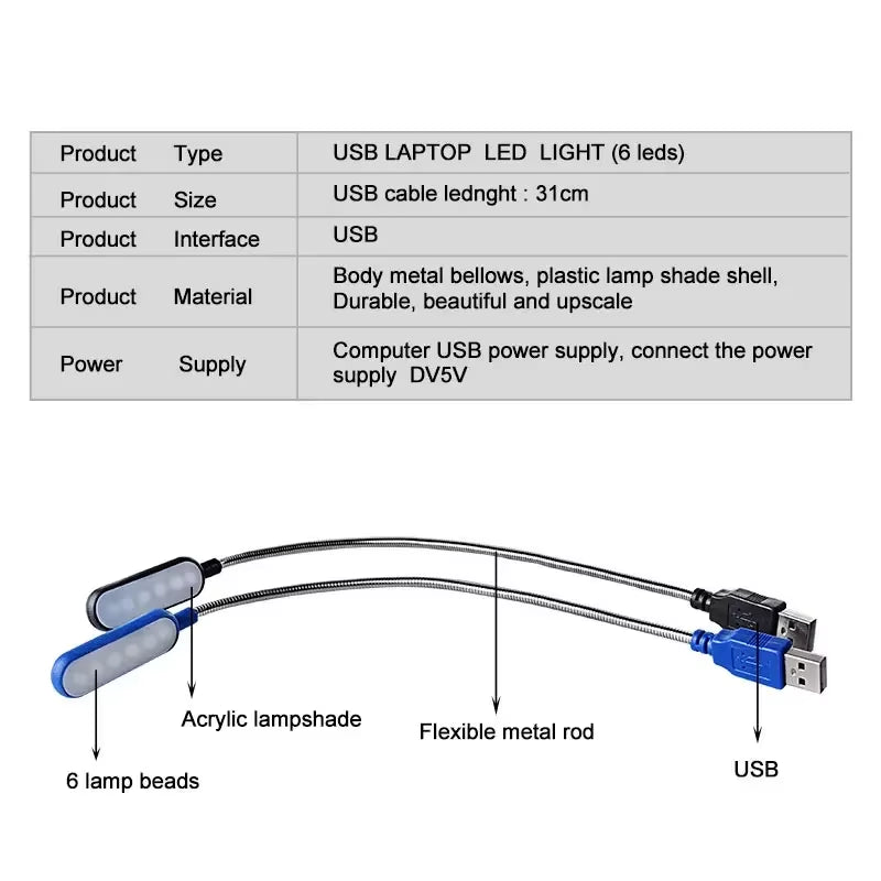 Mini USB Flexible LED Book Light — Portable, Bendable Reading Lamp