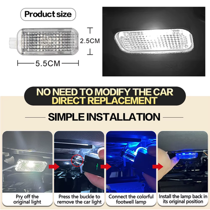 2X LED Car Footwell Light Bulbs Atmosphere Lamp Auto Accessories for SEAT Ateca Leon 5F MK3 Alhambra 7N Ibiza ST Toledo KG MK4