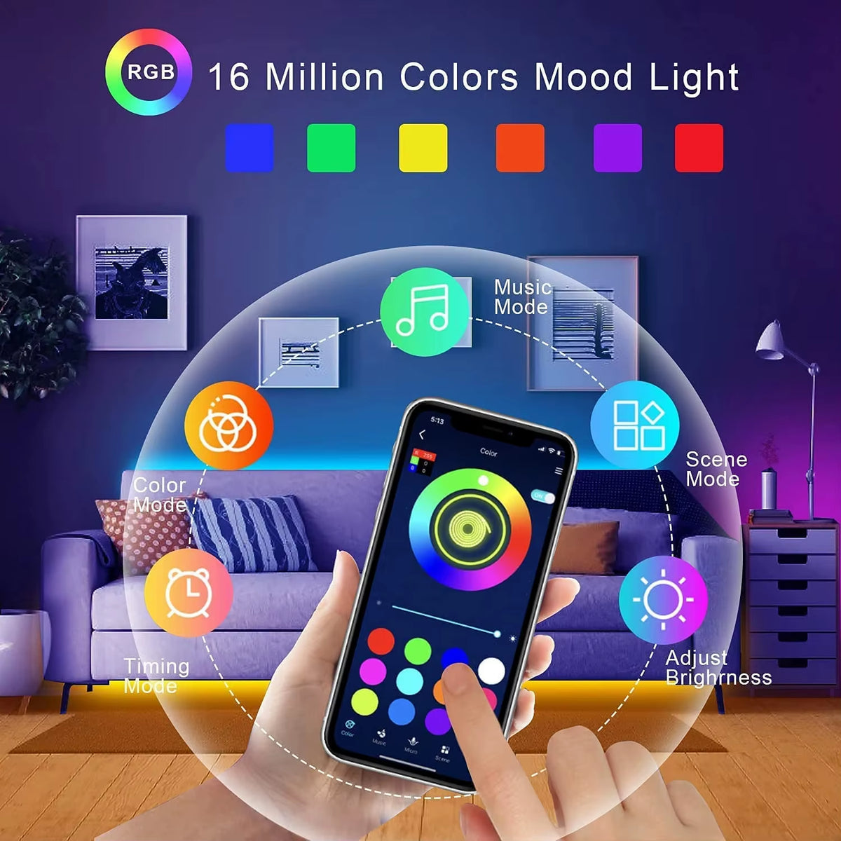 LED Lights for TV RGB Led Strip Light Bluetooth Control 5V USB Led Tape Flexible Ribbon for TV Backlight Room Decoration