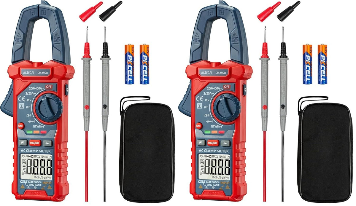 Digital Clamp Meter Multimeter 2000 Counts Amp Voltage Tester Auto-Ranging with AC/DC Voltage, AC Current, Resistance, Capacitance, Continuity, Live Wire Test, NCV, Blue