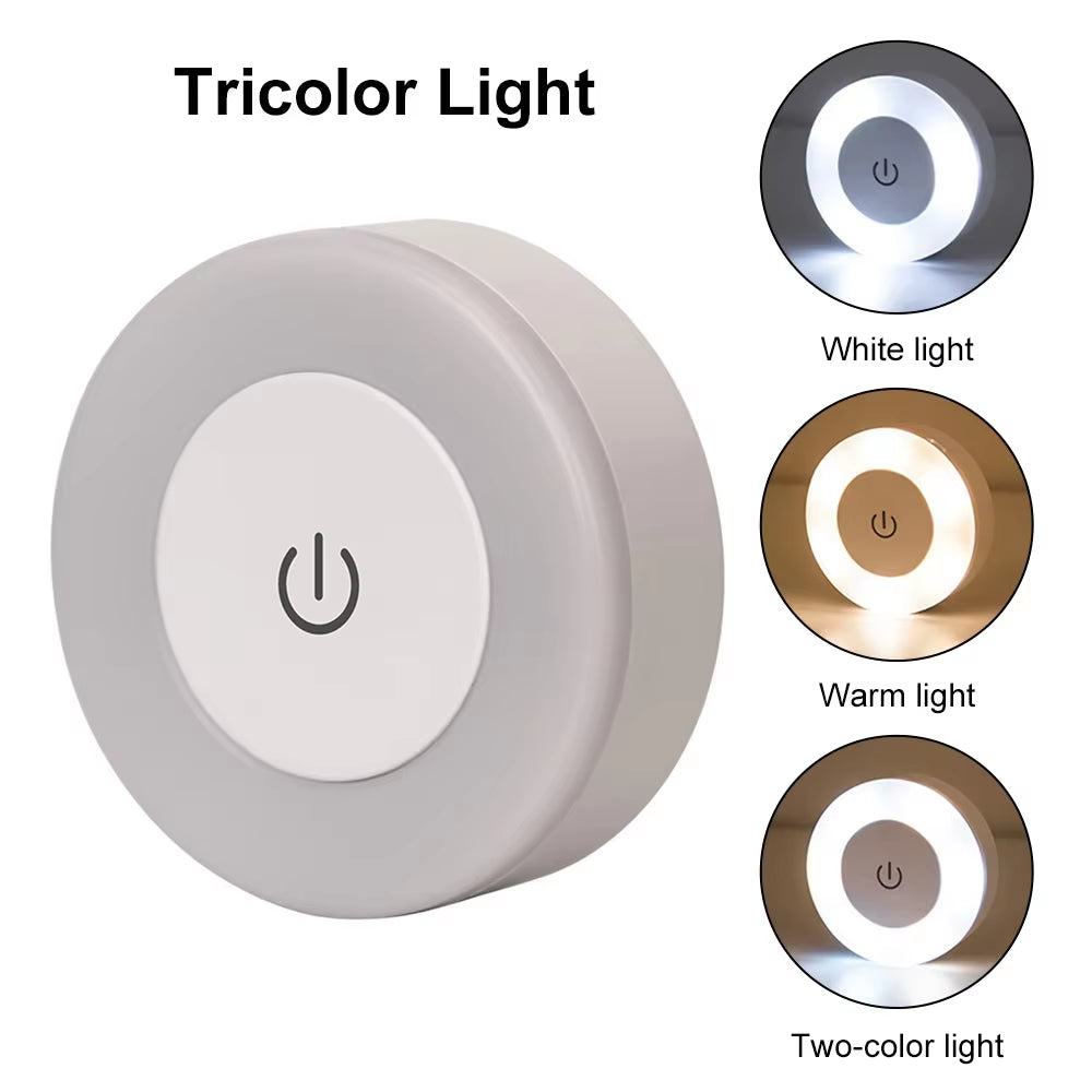 Energy Saving Led Touch Sensor Night Lights USB Rechargeable Magnetic Wall Light Room Aisle Bedroom round Portable Night Lamp