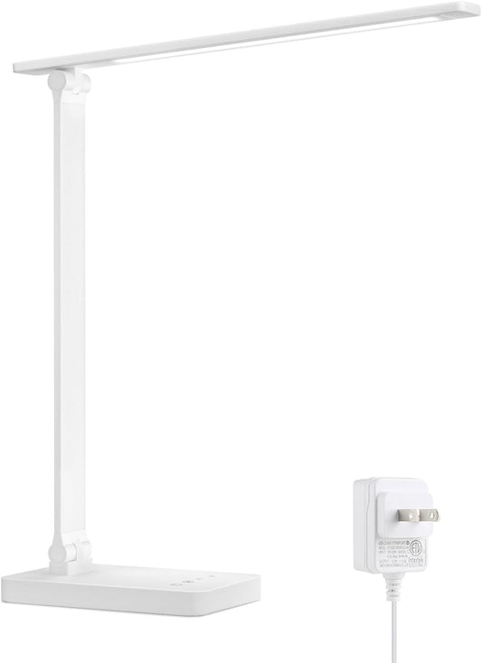 LED Desk Lamp, Metal Desk Light 9.5W 800Lm, Forbes Vetted Best Task Lamp, 5 Color Modes 5 Brightness Level, Dimmable Home Office Desktop Lamp for Reading, Crafting, Sewing, Puzzle, Nail, White