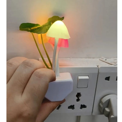 Automatic Sensor Colorful Mushroom Night Light — Plug‑In LED Lamp