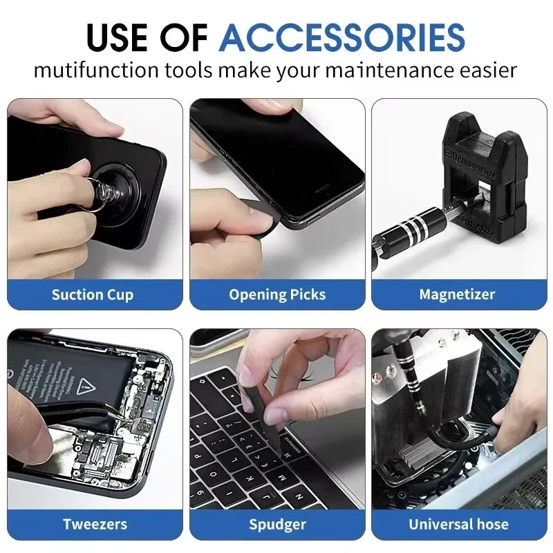 115/117 in 1 Precision Screwdriver Set Magnetic Torx Hex Screw Driver Bits Professional Repair Tool Kit for Iphone Xiaomi Mac PC