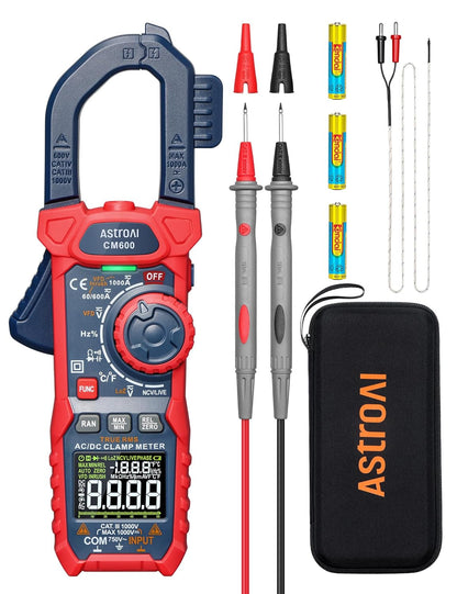 Digital Clamp Meter Multimeter 2000 Counts Amp Voltage Tester Auto-Ranging with AC/DC Voltage, AC Current, Resistance, Capacitance, Continuity, Live Wire Test, NCV, Blue