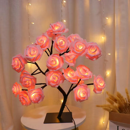 Luminous Rose Tree Table Lamp — USB‑Powered, Decorative LED