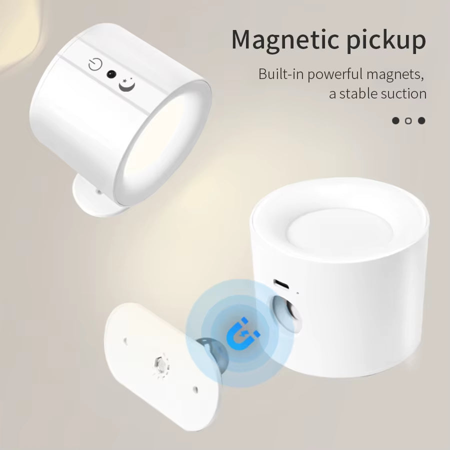 Touch‑Control Double‑Head LED Wall Sconce — 360° Rotating, Wireless, Multi‑Color
