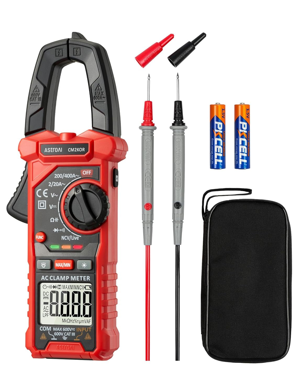 Digital Clamp Meter Multimeter 2000 Counts Amp Voltage Tester Auto-Ranging with AC/DC Voltage, AC Current, Resistance, Capacitance, Continuity, Live Wire Test, NCV, Blue
