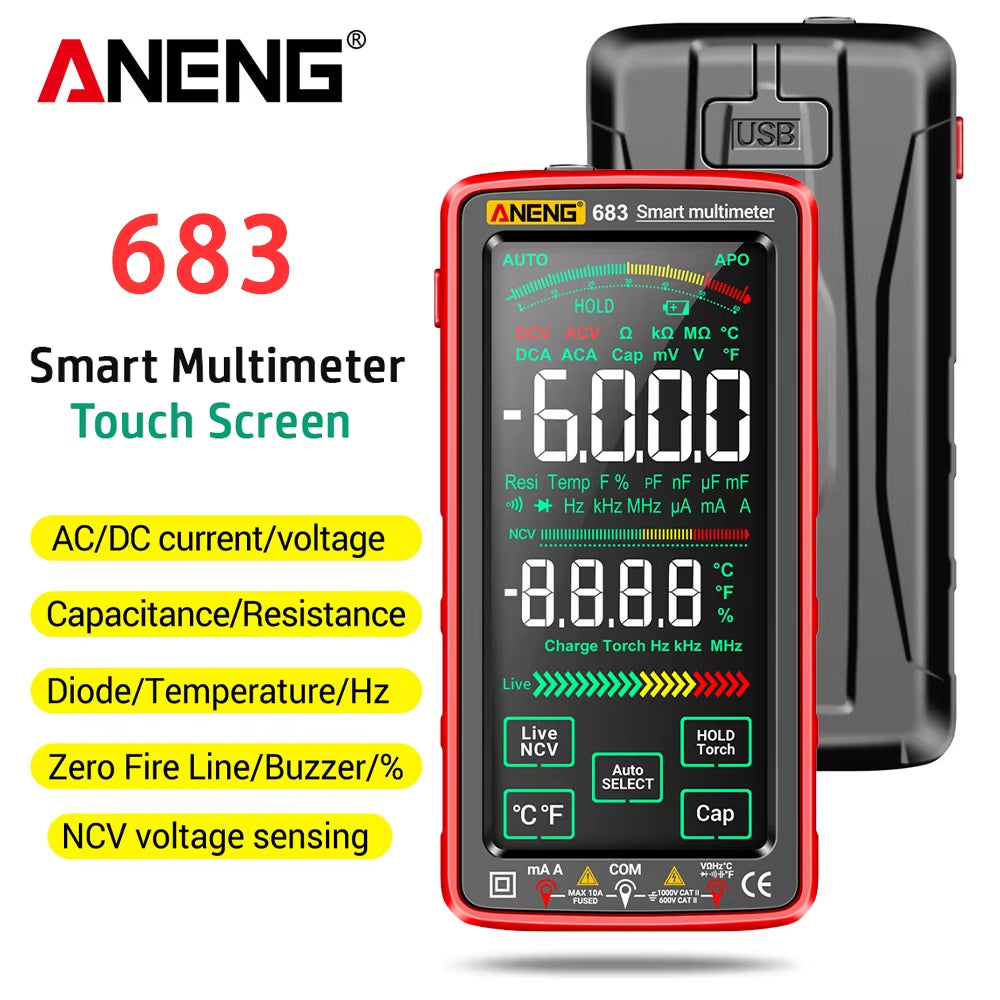 683 Smart Multimeter Rechargeable High-End Touch 6000 Counts Multimetro Test Multitester AC/DC Voltage Tester Current Tool