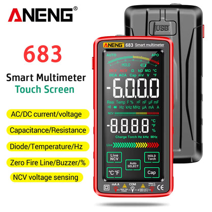 683 Smart Multimeter Rechargeable High-End Touch 6000 Counts Multimetro Test Multitester AC/DC Voltage Tester Current Tool