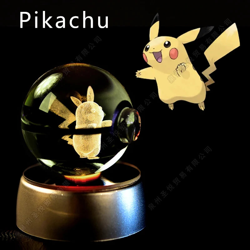 Pokémon 3D Crystal Ball Night Lamp — Pikachu, Gengar, Mewtwo & More