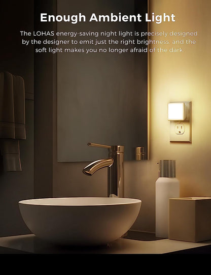 Night Light,Night Lights Plug into Wall, [6-Pack] Plug in Night Light, Dusk-To-Dawn Sensor, 3000K Soft White 0.3W Bright Nightlight Auto-On/Off for Adults Kids Bedroom Bathroom Hallway