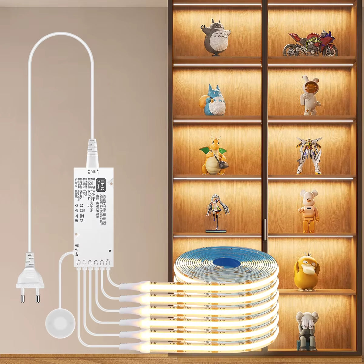 Touch‑Sensor Wood COB LED Strip — Parallel Kitchen Backlight