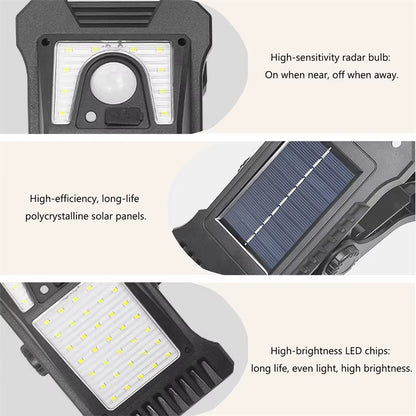 Clip on Solar Lights Outdoor Waterproof Leds Motion Sensor Lights 3 Modes 3 Mounting Ways Solar Security Lighting for Fence