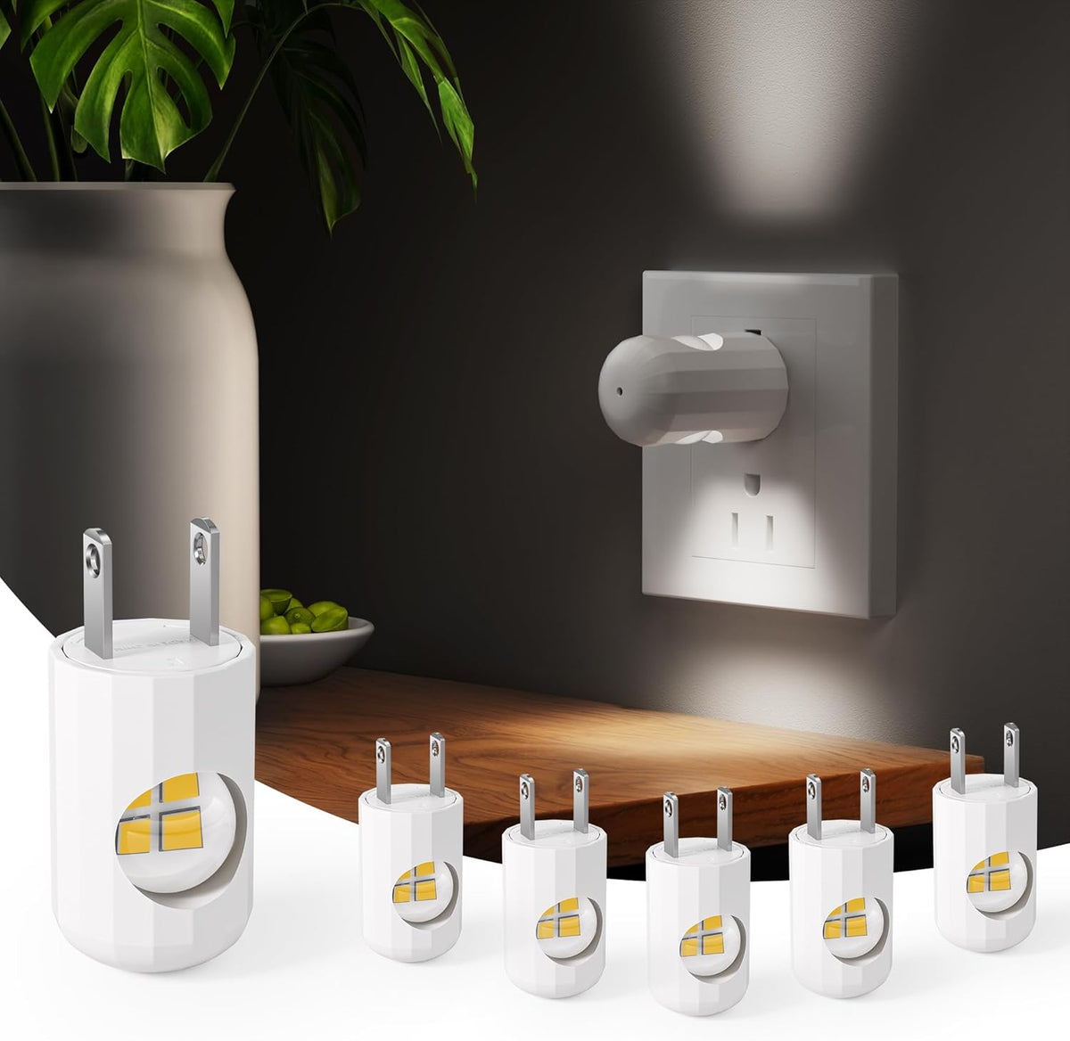 6-Pack LED Night Light Plug-In Wall Outlet Light, Soft White 3000K,Dusk to Dawn Nightlight,Ambient Lighting,Nightlight for Bedroom, Bathroom, Nursery, Hallway, Kitchen