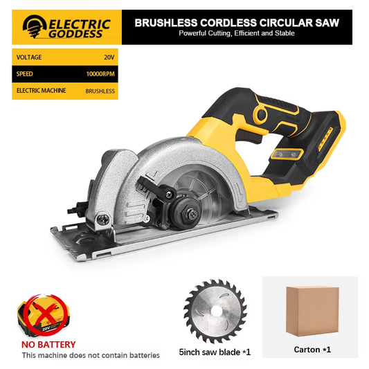 1000W Brushless Electric Circular Saw Cordless 20V Battery-Powered Woodcutting Tool