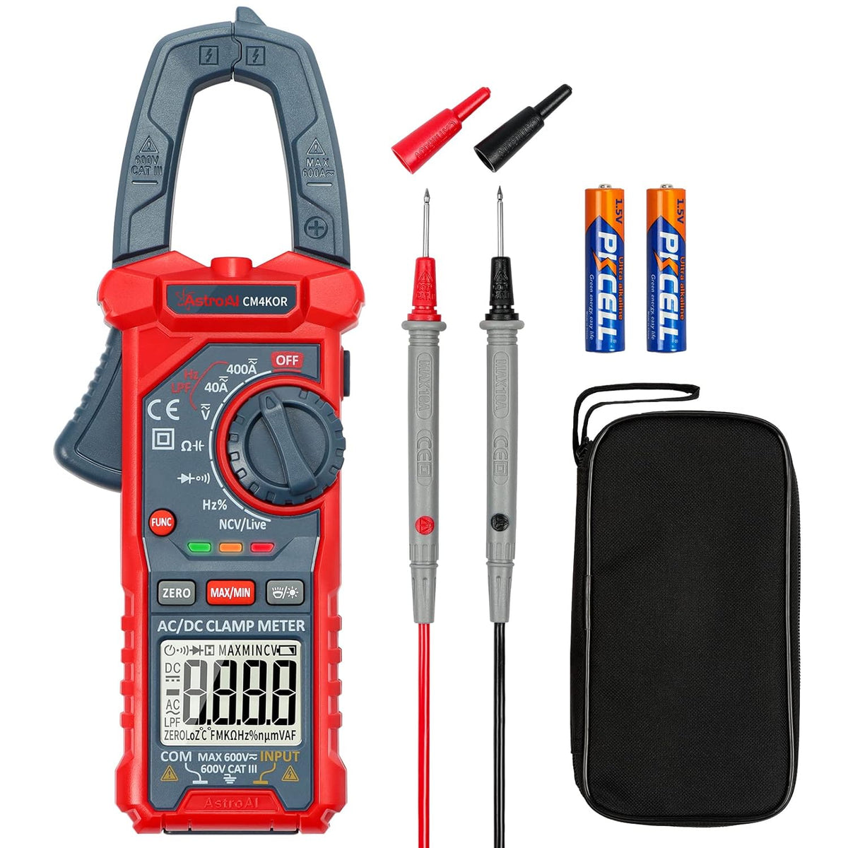 Digital Clamp Meter Multimeter 2000 Counts Amp Voltage Tester Auto-Ranging with AC/DC Voltage, AC Current, Resistance, Capacitance, Continuity, Live Wire Test, NCV, Blue