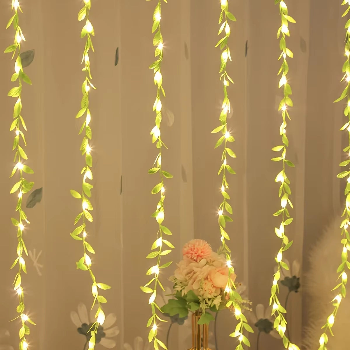 Willow Curtain LED Light String — Battery‑Powered, Always‑On Decorative Garland