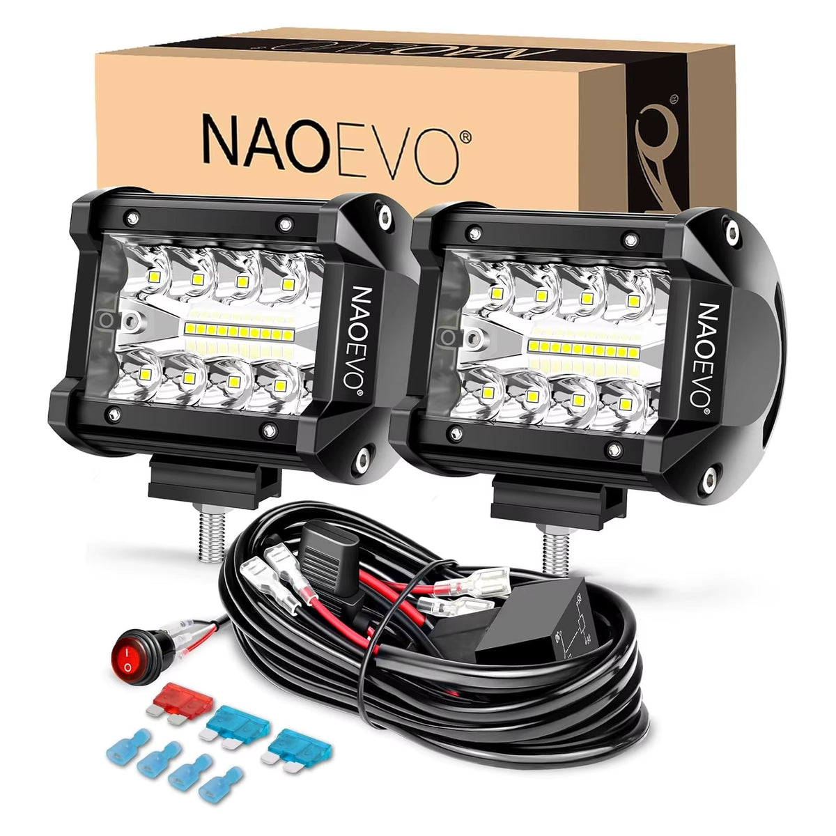 4 Inch 2Pcs LED Pod Lights Spot Flood Combo LED Fog Driving 4X4 off Road Lights Work Lights for Truck Boat ATV UTV Jeep