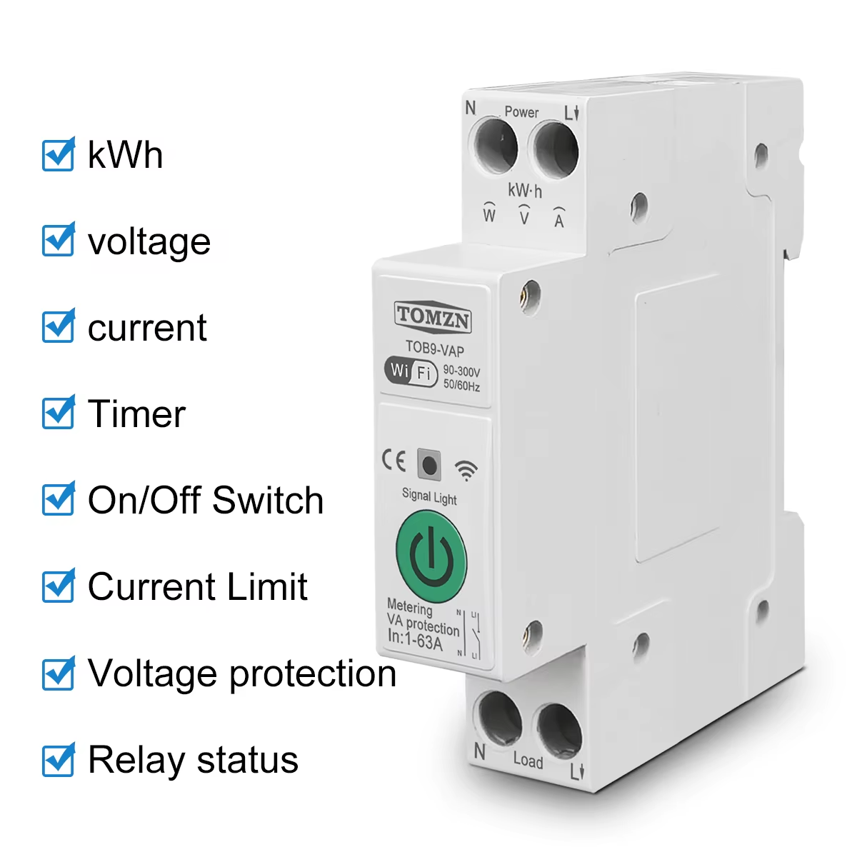 63A WiFi Smart Energy Meter Switch TUYA Smartlife Circuit Protection & Monitoring