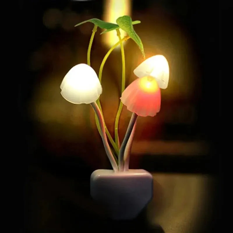 Automatic Sensor Colorful Mushroom Night Light — Plug‑In LED Lamp