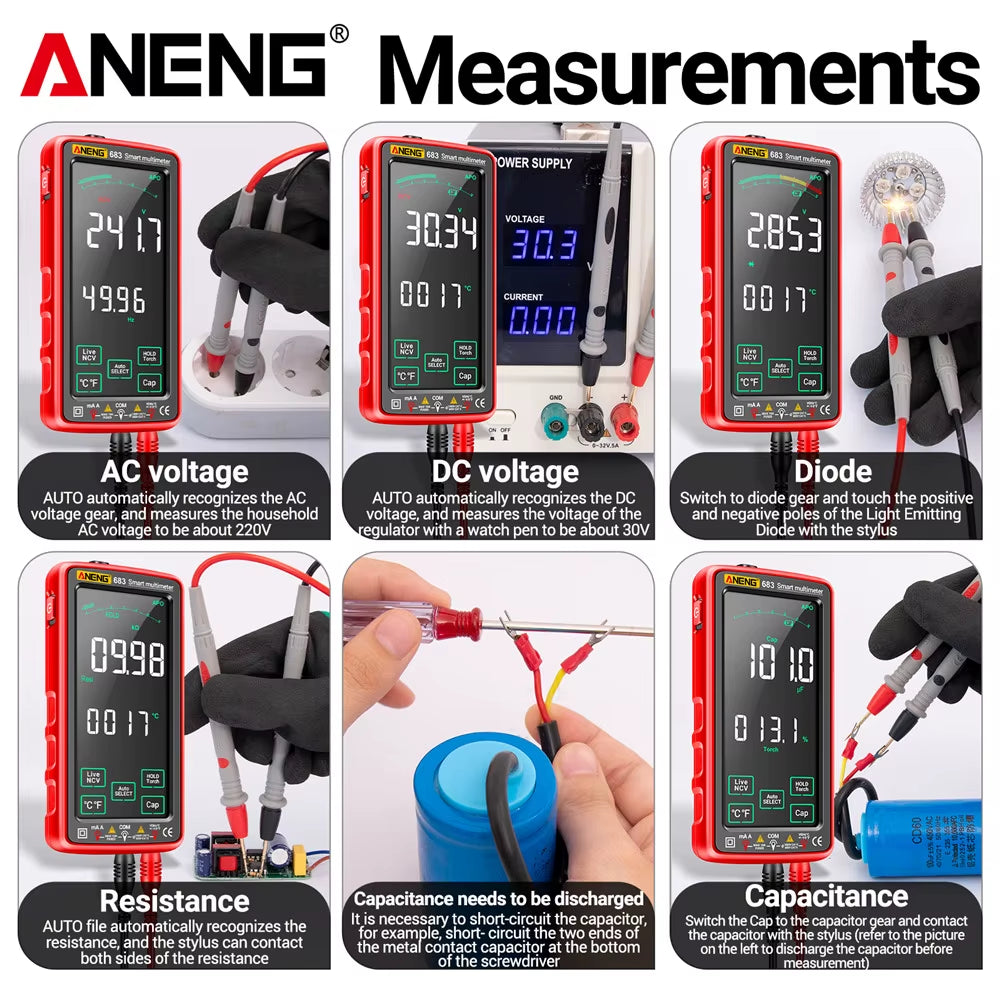 683 Smart Multimeter Rechargeable High-End Touch 6000 Counts Multimetro Test Multitester AC/DC Voltage Tester Current Tool