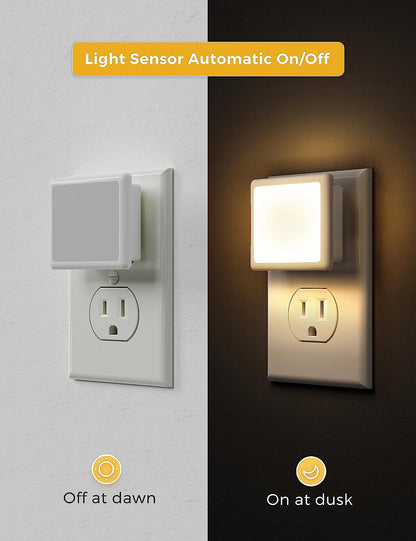 Night Light,Night Lights Plug into Wall, [6-Pack] Plug in Night Light, Dusk-To-Dawn Sensor, 3000K Soft White 0.3W Bright Nightlight Auto-On/Off for Adults Kids Bedroom Bathroom Hallway