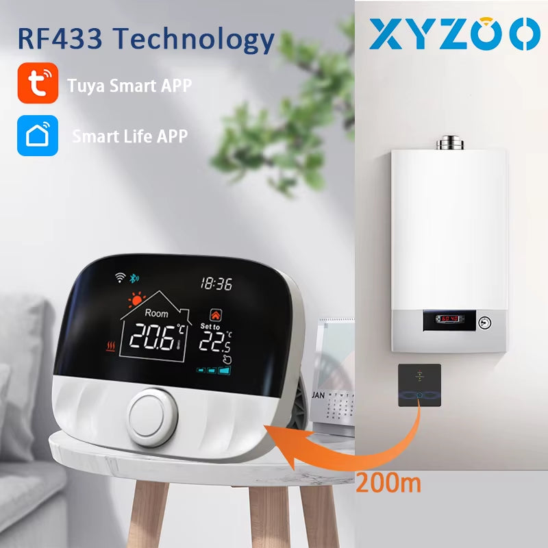 RF Wireless Thermostat Smart Wifi Floor Heating for Gas Boiler Battery Powered Tuya Temperature Controller Receiver Alice Google